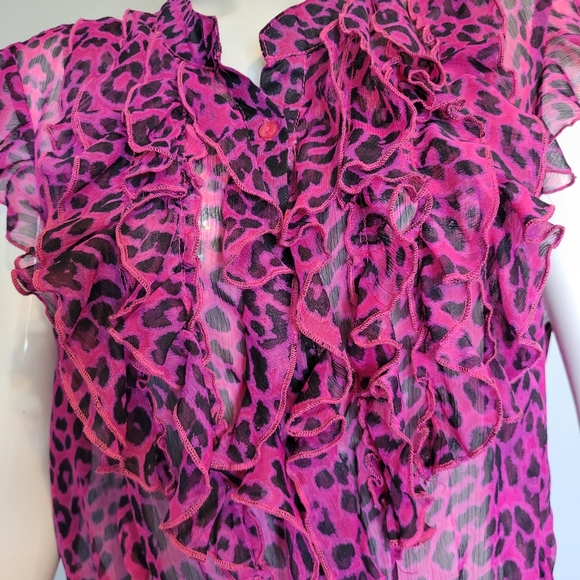 Rock & Roll Cowgirl Leopard Print Ruffle Top, VGUC, Size XXL - Picture 5 of 7